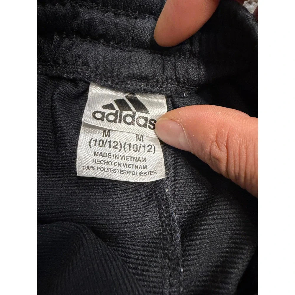Adidas Youth Boys Track Pants Black White Stripe Size M 10/12 Athletic Pants